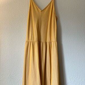 Yellow V-Neck Sleeveless Women’s Midi Dress